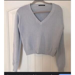 Brandy Melville Sweater Cotton Steel Blue Cropped